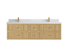 Sonoma Reeded Floating Teak 72 in. W x 22 in. D Double Sink Bathroom Vanity - photo 16