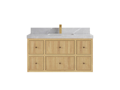 Sonoma Reeded Floating Teak 42 in. W x 22 in. D Single Sink Bathroom Vanity