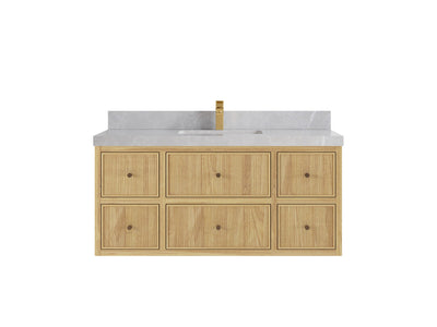 Sonoma Reeded Floating Teak 48 in. W x 22 in. D Single Sink Bathroom Vanity