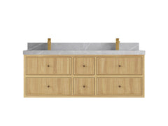 Sonoma Reeded Floating Teak 60 in. W x 22 in. D Double Sink Bathroom Vanity - photo 17