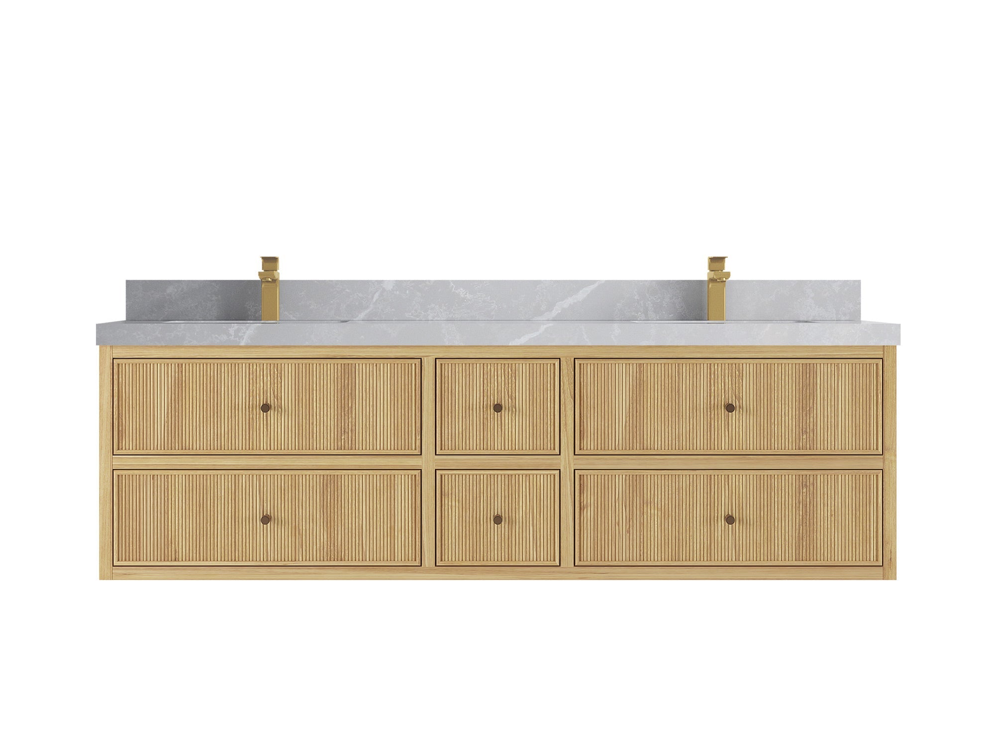 Sonoma Reeded Floating Teak 72 in. W x 22 in. D Double Sink Bathroom Vanity