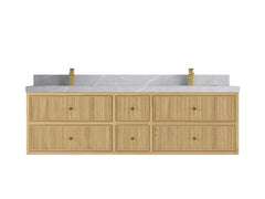 Sonoma Reeded Floating Teak 72 in. W x 22 in. D Double Sink Bathroom Vanity - photo 17
