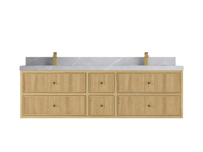 Sonoma Reeded Floating Teak 72 in. W x 22 in. D Double Sink Bathroom Vanity