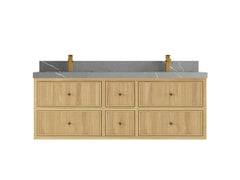 Sonoma Reeded Floating Teak 60 in. W x 22 in. D Double Sink Bathroom Vanity - photo 18