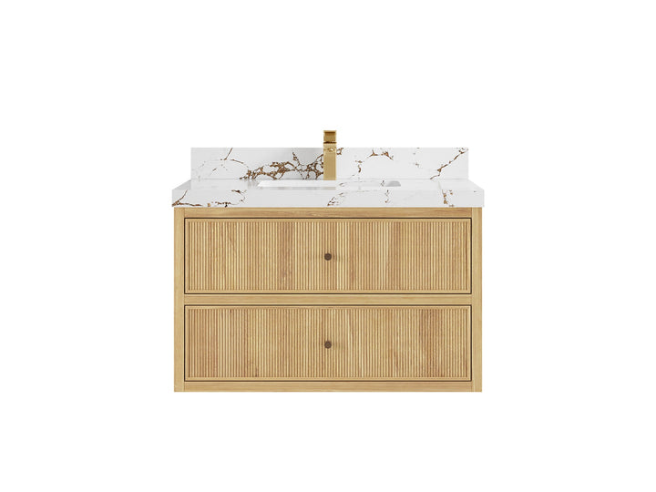 Sonoma Floating Teak 36 in. W x 22 in. D Center Sink Bathroom Vanity - photo 19