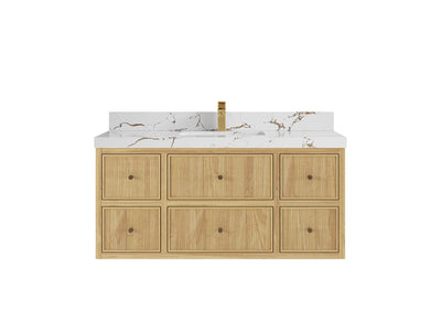 Sonoma Reeded Floating Teak 48 in. W x 22 in. D Single Sink Bathroom Vanity