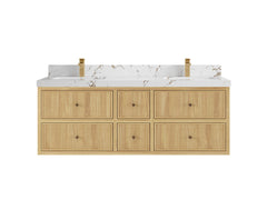Sonoma Reeded Floating Teak 60 in. W x 22 in. D Double Sink Bathroom Vanity - photo 19