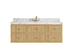 Sonoma Reeded Floating Teak 60 in. W x 22 in. D Single Sink Bathroom Vanity - photo 19