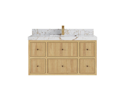 Sonoma Reeded Floating Teak 42 in. W x 22 in. D Single Sink Bathroom Vanity