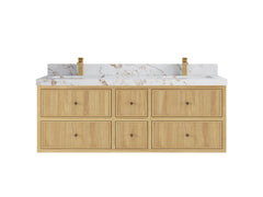 Sonoma Reeded Floating Teak 60 in. W x 22 in. D Double Sink Bathroom Vanity - photo 20