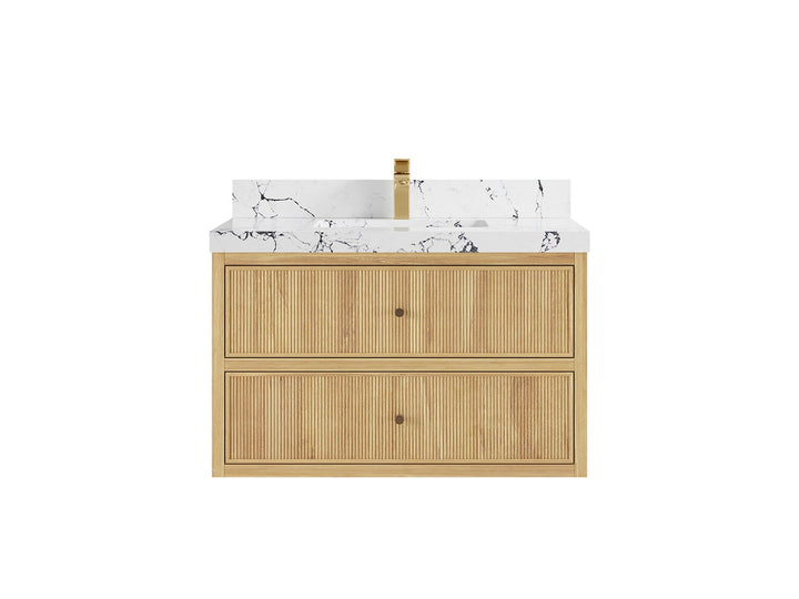 Sonoma Floating Teak 36 in. W x 22 in. D Center Sink Bathroom Vanity - photo 21