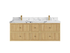 Sonoma Reeded Floating Teak 60 in. W x 22 in. D Double Sink Bathroom Vanity - photo 21