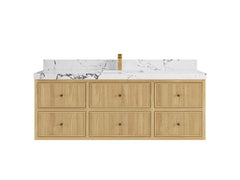 Sonoma Reeded Floating Teak 60 in. W x 22 in. D Single Sink Bathroom Vanity - photo 21