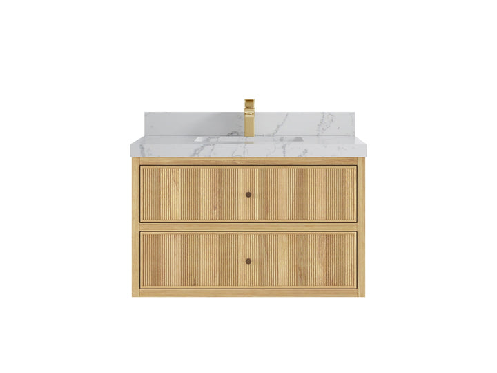 Sonoma Floating Teak 36 in. W x 22 in. D Center Sink Bathroom Vanity - photo 22