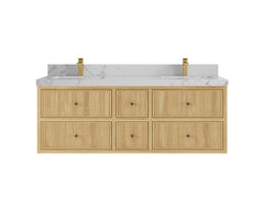 Sonoma Reeded Floating Teak 60 in. W x 22 in. D Double Sink Bathroom Vanity - photo 22