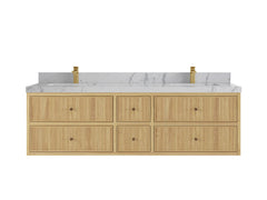 Sonoma Reeded Floating Teak 72 in. W x 22 in. D Double Sink Bathroom Vanity - photo 22