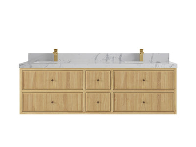Sonoma Reeded Floating Teak 72 in. W x 22 in. D Double Sink Bathroom Vanity