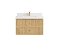 Sonoma Reeded Floating Teak 36 in. W x 22 in. D Center Sink Bathroom Vanity - photo 23