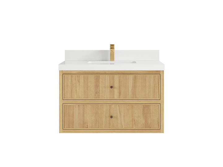Sonoma Floating Teak 36 in. W x 22 in. D Center Sink Bathroom Vanity - photo 23