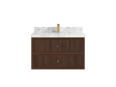 Sonoma Reeded Floating Teak 36 in. W x 22 in. D Center Sink Bathroom Vanity - photo 12