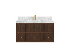 Sonoma Reeded Floating Teak 42 in. W x 22 in. D Single Sink Bathroom Vanity - photo 12