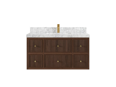 Sonoma Reeded Floating Teak 42 in. W x 22 in. D Single Sink Bathroom Vanity