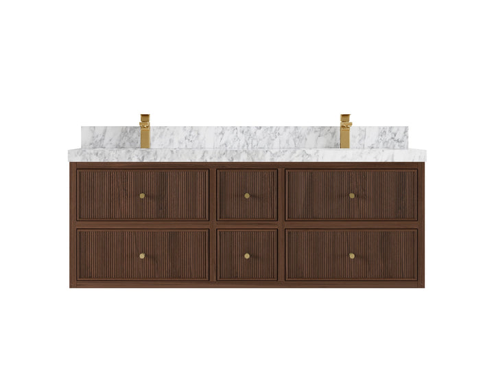 Sonoma Floating Teak 60 in. W x 22 in. D Double Sink Bathroom Vanity - photo 12