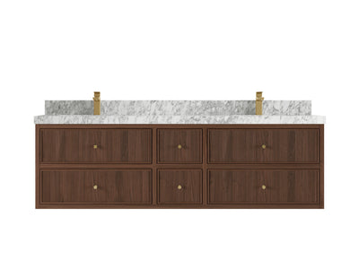 Sonoma Reeded Floating Teak 72 in. W x 22 in. D Double Sink Bathroom Vanity