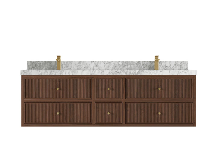Sonoma Floating Teak 72 in. W x 22 in. D Double Sink Bathroom Vanity - photo 12