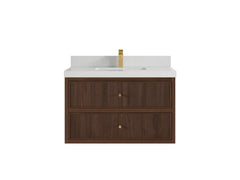 Sonoma Reeded Floating Teak 36 in. W x 22 in. D Center Sink Bathroom Vanity - photo 13