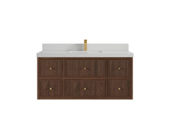 Sonoma Reeded Floating Teak 48 in. W x 22 in. D Single Sink Bathroom Vanity - photo 13