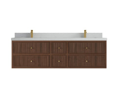 Sonoma Reeded Floating Teak 72 in. W x 22 in. D Double Sink Bathroom Vanity - photo 13