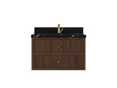 Sonoma Reeded Floating Teak 36 in. W x 22 in. D Center Sink Bathroom Vanity - photo 6