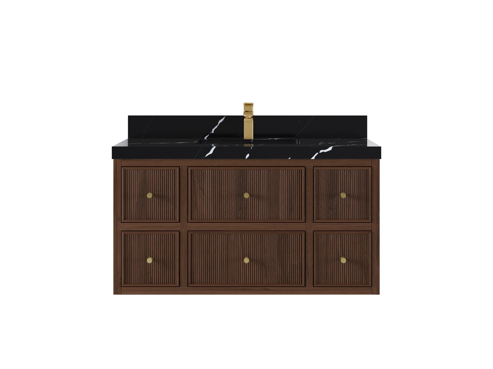 Sonoma Reeded Floating Teak 42 in. W x 22 in. D Single Sink Bathroom Vanity