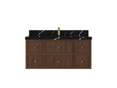 Sonoma Reeded Floating Teak 48 in. W x 22 in. D Single Sink Bathroom Vanity - photo 6