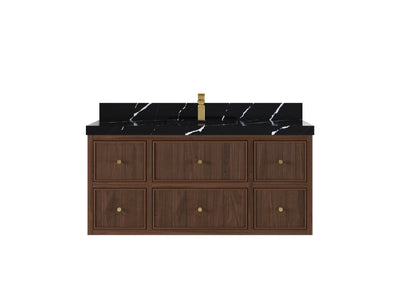 Sonoma Reeded Floating Teak 48 in. W x 22 in. D Single Sink Bathroom Vanity