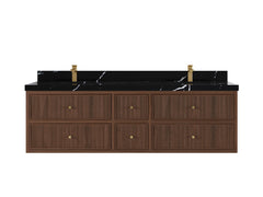 Sonoma Reeded Floating Teak 72 in. W x 22 in. D Double Sink Bathroom Vanity - photo 6