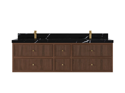 Sonoma Reeded Floating Teak 72 in. W x 22 in. D Double Sink Bathroom Vanity