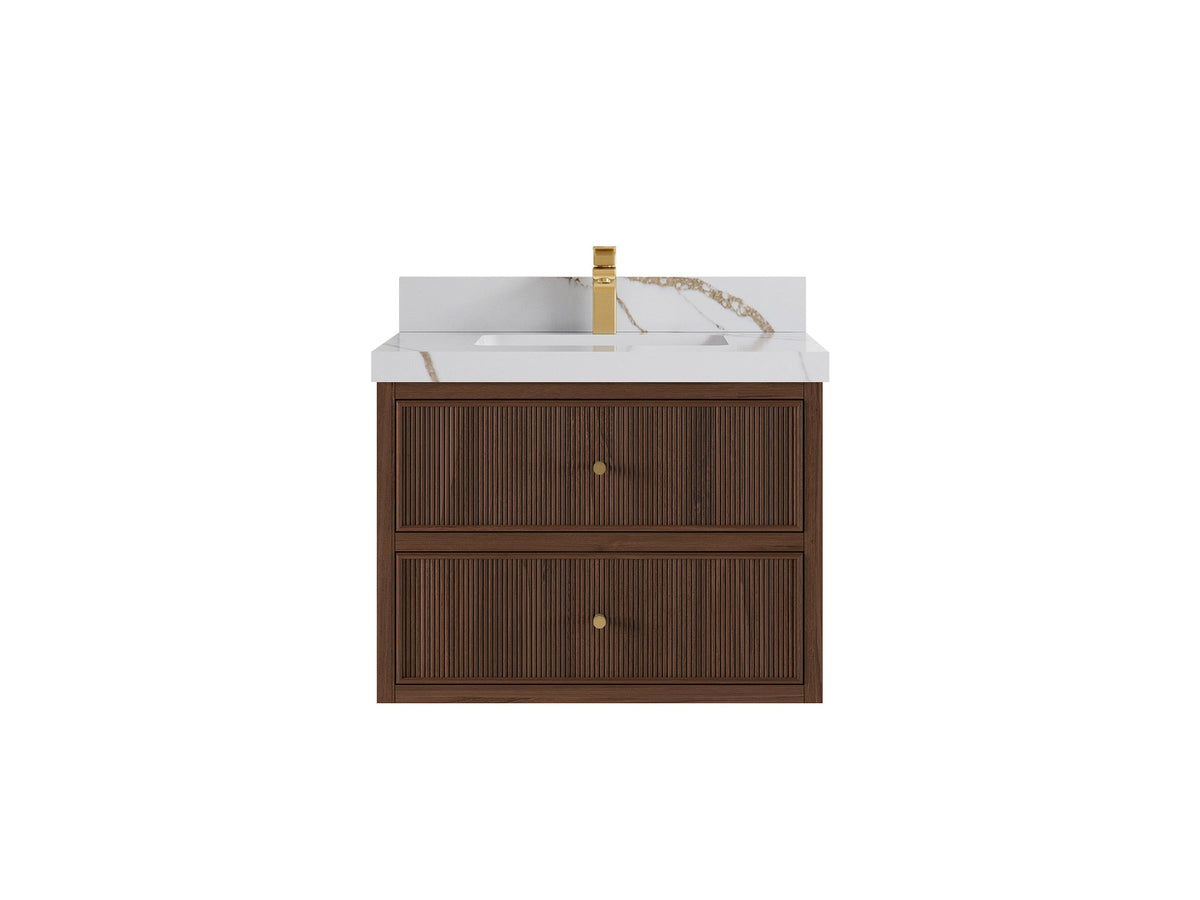 Sonoma Floating Teak 30 in. W x 22 in. D Single Sink Bathroom Vanity