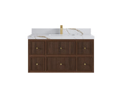 Sonoma Reeded Floating Teak 42 in. W x 22 in. D Single Sink Bathroom Vanity - photo 7
