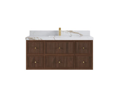 Sonoma Reeded Floating Teak 48 in. W x 22 in. D Single Sink Bathroom Vanity - photo 7