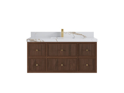 Sonoma Reeded Floating Teak 48 in. W x 22 in. D Single Sink Bathroom Vanity