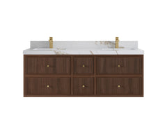 Sonoma Reeded Floating Teak 60 in. W x 22 in. D Double Sink Bathroom Vanity - photo 7