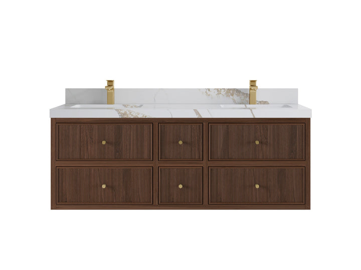 Sonoma Floating Teak 60 in. W x 22 in. D Double Sink Bathroom Vanity - photo 7