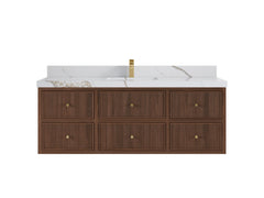 Sonoma Reeded Floating Teak 60 in. W x 22 in. D Single Sink Bathroom Vanity - photo 7