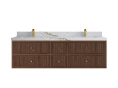 Sonoma Reeded Floating Teak 72 in. W x 22 in. D Double Sink Bathroom Vanity - photo 7