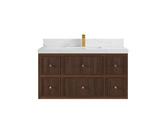 Sonoma Reeded Floating Teak 42 in. W x 22 in. D Single Sink Bathroom Vanity - photo 8