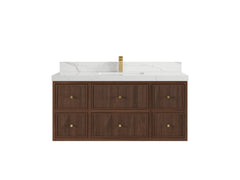 Sonoma Reeded Floating Teak 48 in. W x 22 in. D Single Sink Bathroom Vanity - photo 8