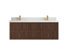 Sonoma Reeded Floating Teak 60 in. W x 22 in. D Double Sink Bathroom Vanity - photo 8