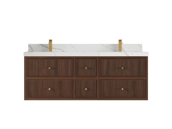 Sonoma Floating Teak 60 in. W x 22 in. D Double Sink Bathroom Vanity - photo 8